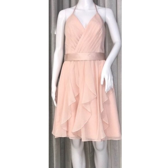 VERA WANG Blush Chiffon A-Line Dress - Picture 6 of 9